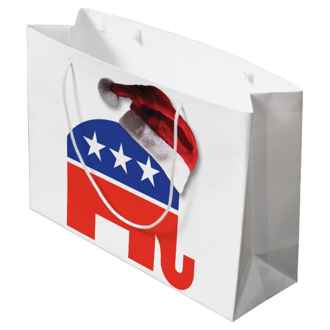 Republican Elephant med Jultomten Hat på (Baksidan Vinklad)