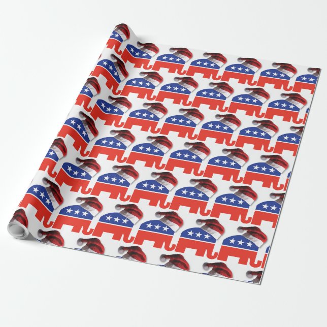 Republican Elephant med Jultomten Helmet Presentpapper (Utrullad)