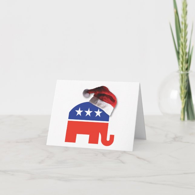 Republican Elephant på Jultomten Hat Tack Kort (Framsida)