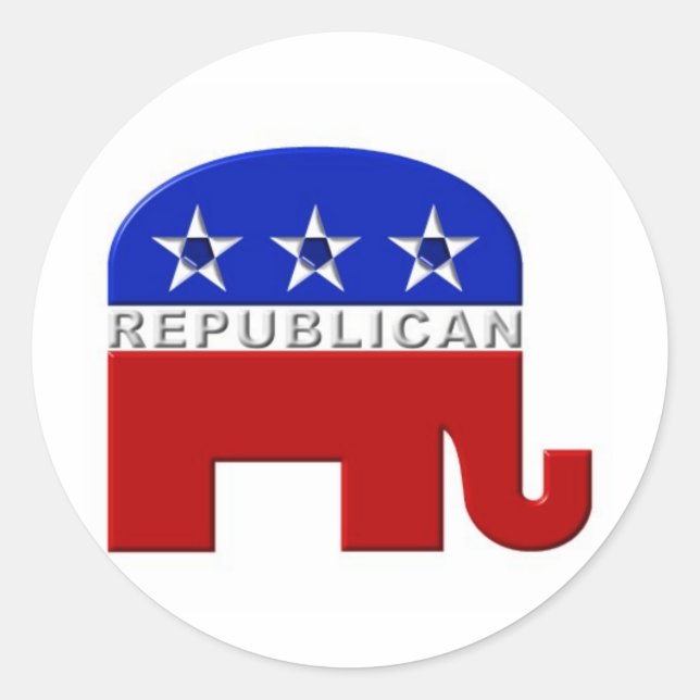 Republican Elephant Runt Klistermärke (Framsida)