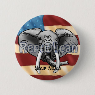 Republican Grått Elephant pin Knapp