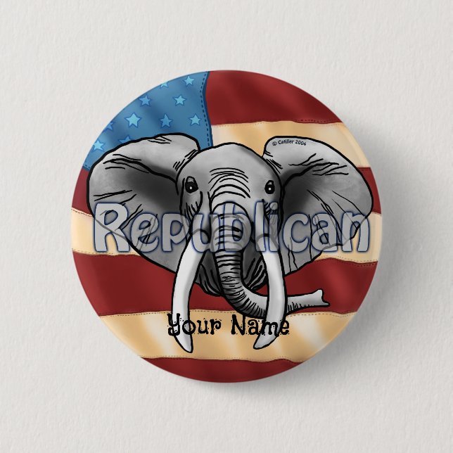 Republican Grått Elephant pin Knapp (Framsida)