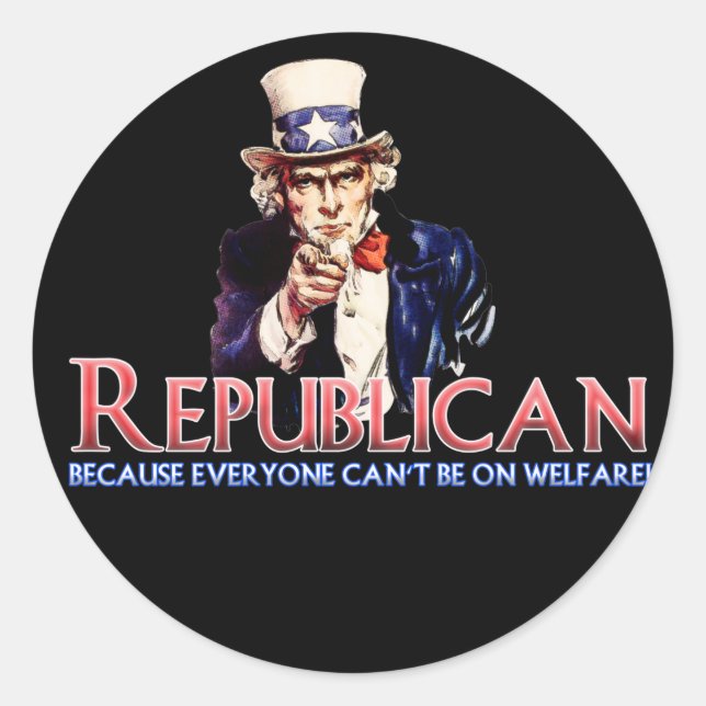 Republican, inte om välfärd runt klistermärke (Framsida)