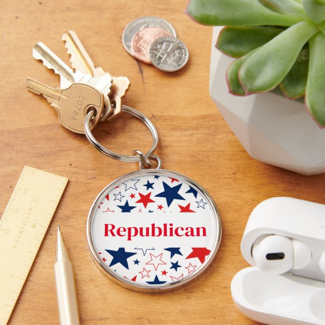 Republican Keychain Rund Silverfärgad Nyckelring (Skrivbord)