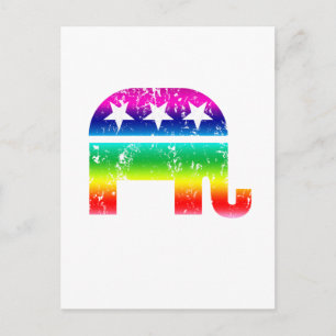 Republican Original Elephant Distress Rainbow Vykort
