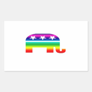 Republican Original Elephant Rainbow Rektangulärt Klistermärke