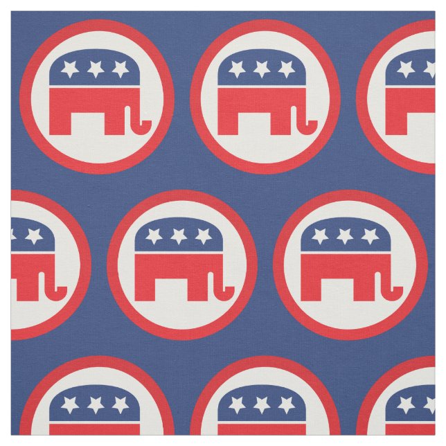 Republican Party Elephant | Röd, vit och blå Tyg (Provkarta)
