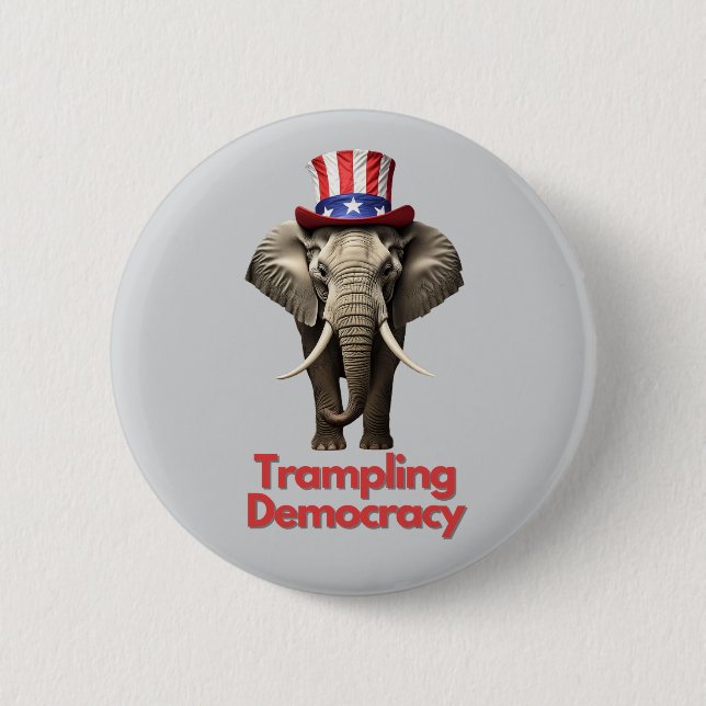 Republican Party Elephant Trampling Democracy Knapp (Framsida)