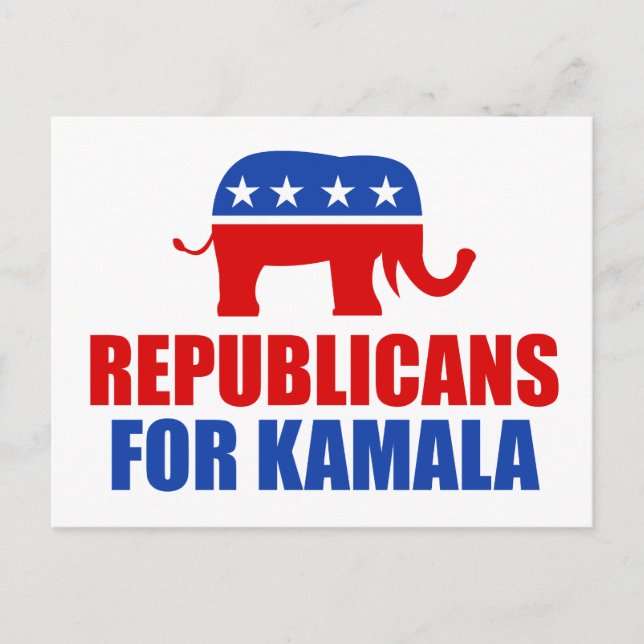 Republicaner i Kamala Harris Elephant Vykort (Framsida)