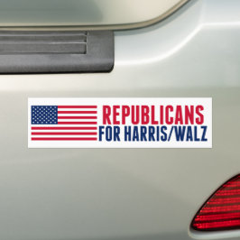 Republicaner till Harris Walz American Flagga Bildekal