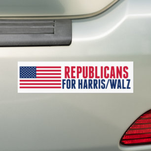 Republicaner till Harris Walz American Flagga Bildekal