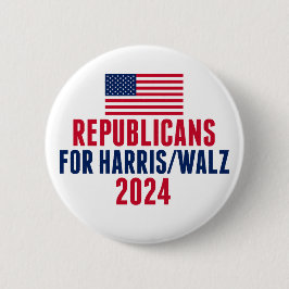 Republicaner till Harris Walz American Flagga Knapp