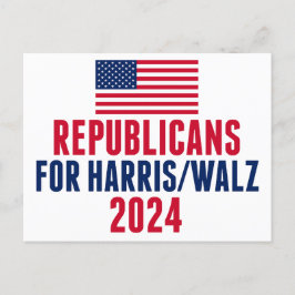 Republicaner till Harris Walz American Flagga Vykort