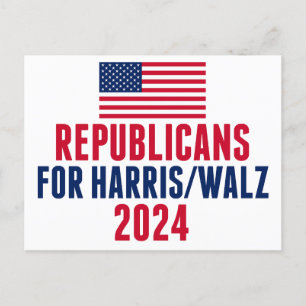 Republicaner till Harris Walz American Flagga Vykort