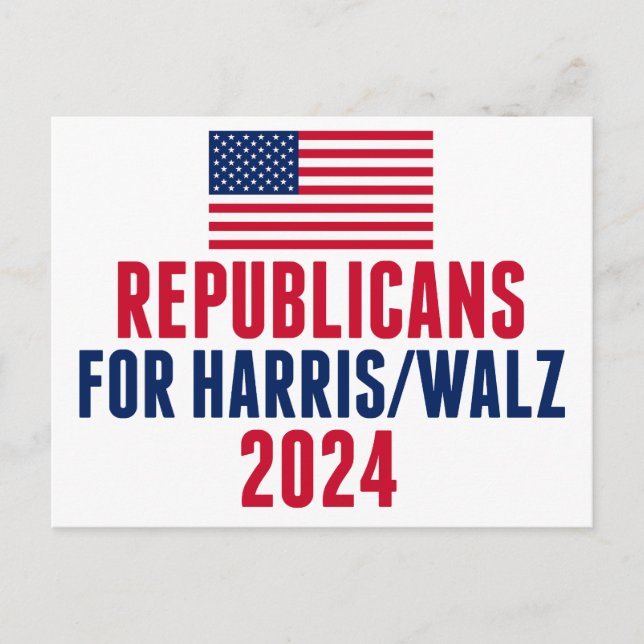 Republicaner till Harris Walz American Flagga Vykort (Framsida)