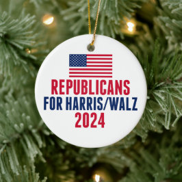 Republicaner till Harris Walz Amerikanska julen Julgransprydnad Keramik
