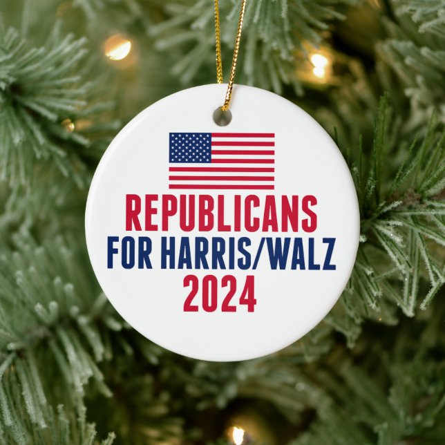 Republicaner till Harris Walz Amerikanska julen Julgransprydnad Keramik (Träd)