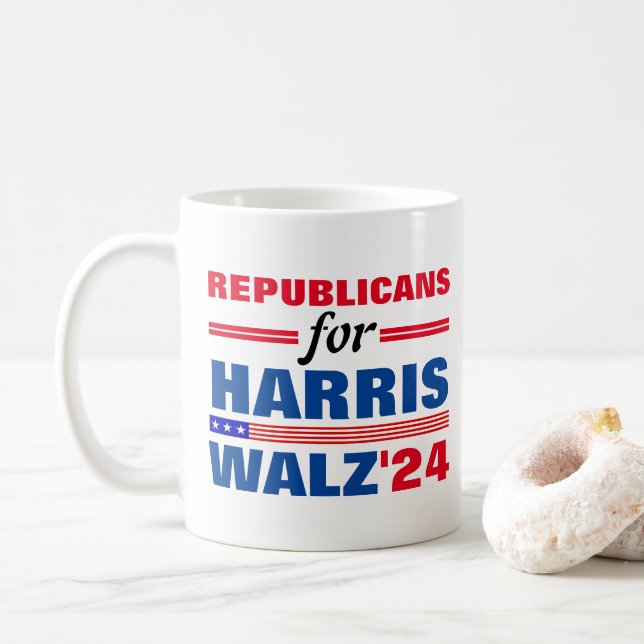 Republicaner till Harris Walz Red Blue Kaffemugg (Med munk)