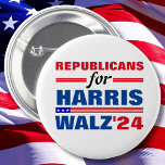 Republicaner till Harris Walz Red Blue Knapp<br><div class="desc">Republicaner till Harris Walz Red Blue</div>