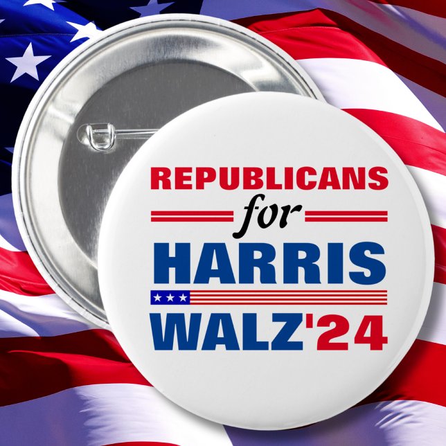 Republicaner till Harris Walz Red Blue Knapp (Skapare uppladdad)