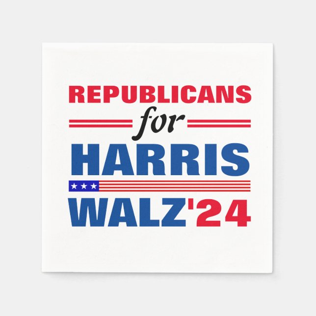 Republicaner till Harris Walz Red Blue Pappersservett (Framsidan)
