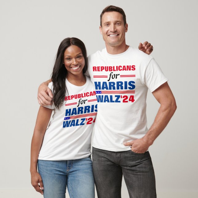 Republicaner till Harris Walz Red Blue T Shirt (Unisex)