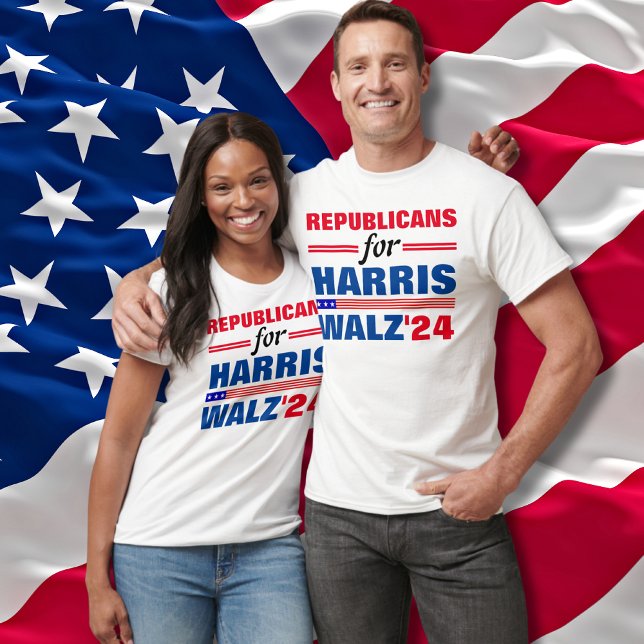 Republicaner till Harris Walz Red Blue T Shirt (Skapare uppladdad)