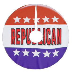 Republicansk knapp julgransmatta borstad polyester