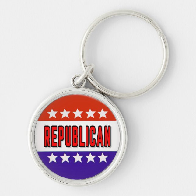 Republicansk knapp rund silverfärgad nyckelring (Framsidan)