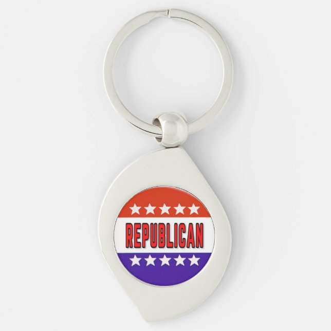 Republicansk knapp swirl silverfärgad nyckelring (Framsidan)