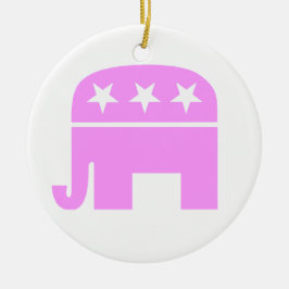Republicansk Women Rosa GOP Symbol Elephant Julgransprydnad Keramik