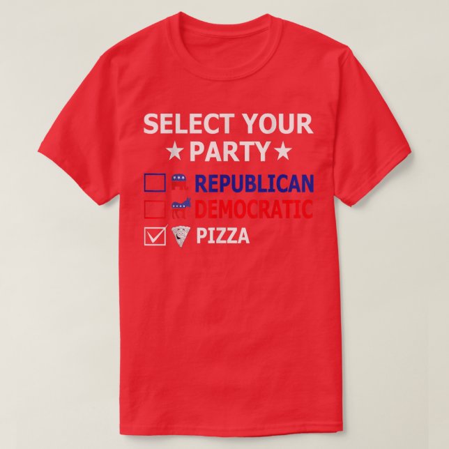 Republicanska demokratien Pizza Party Funny-politi T Shirt (Design framsida)