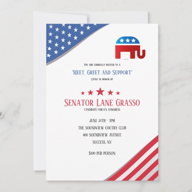 Republicanska inbjudan till finansiärer (Framsida)