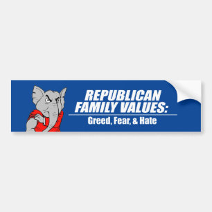 Republicanska värden - Greed, Fear och Hate Bildekal