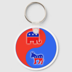 Republikan/demokrat Yin/Yang Nyckelring