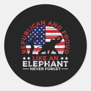 Republikan och stolt elefant amerikansk flagga väl runt klistermärke