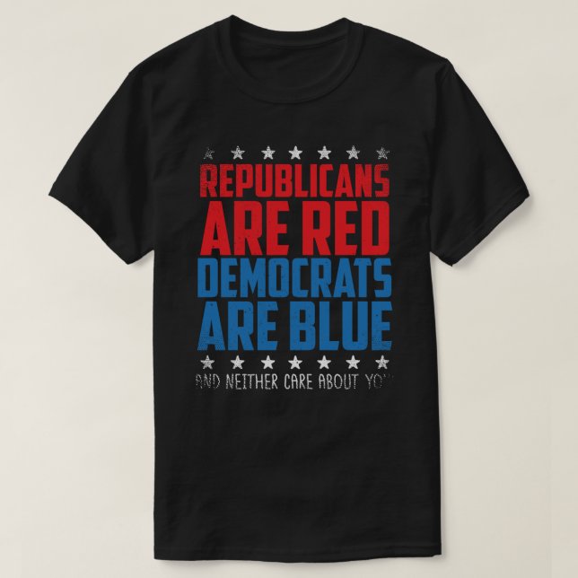 Republikanerna är röda, demokraterna är blå och nö t shirt (Design framsida)