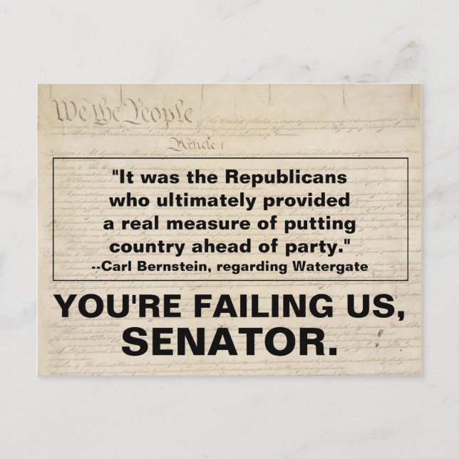 Republikanernas senator måste sätta Land över Part Inbjudan Vykort (Framsida)