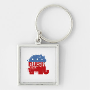 REPUBLIKANSKA JEB BUSH FYRKANTIG SILVERFÄRGAD NYCKELRING