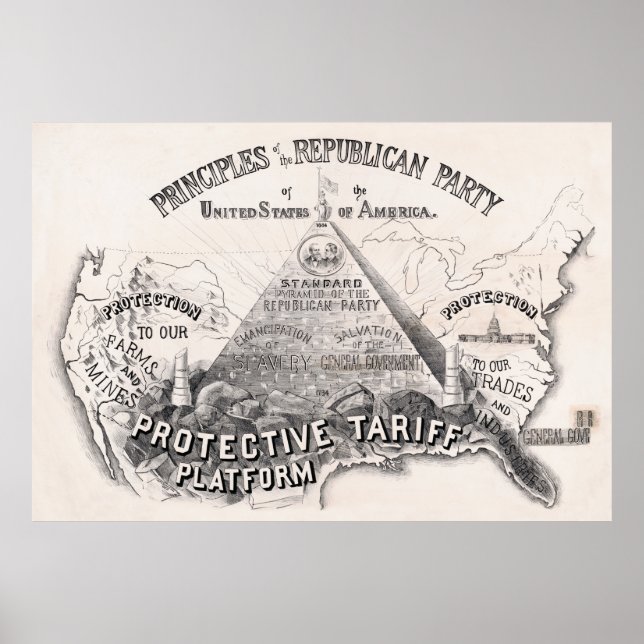 REPUBLIKANSKA PARTY PRINCIPER 1888 POSTER (Framsidan)