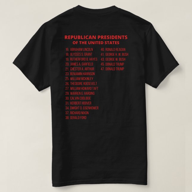 republikanska presidenter i Stater T Shirt (Design baksida)