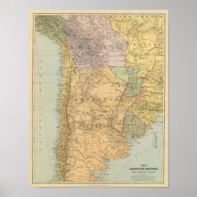 Republiken Argentina, Chile, Paraguay, Uruguay Poster (Framsidan)