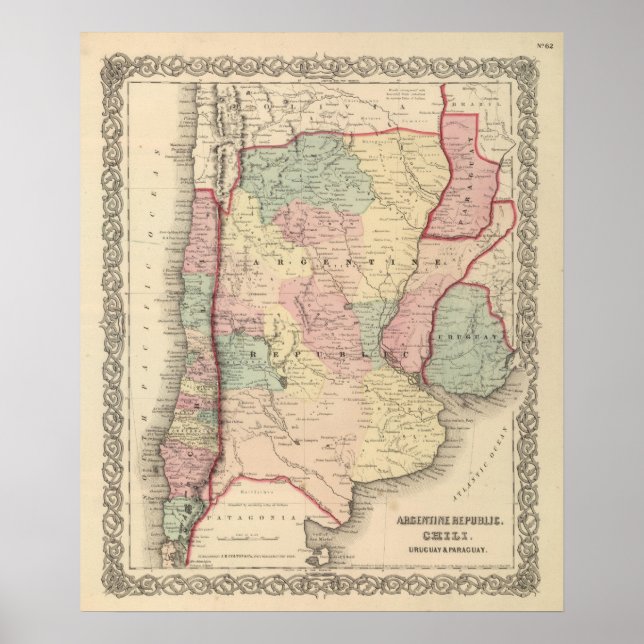 Republiken Argentina, Chile, Uruguay och Paraguay Poster (Framsidan)