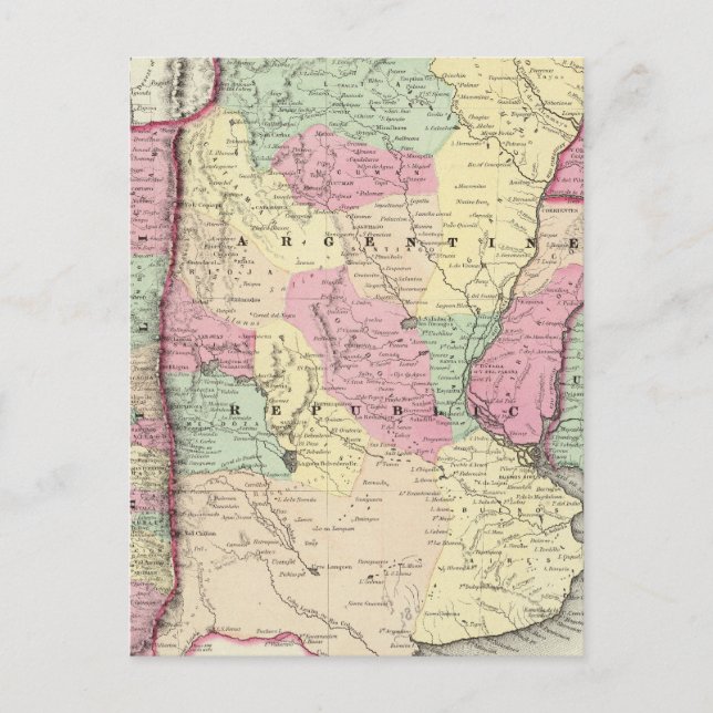 Republiken Argentina, Chile, Uruguay och Paraguay Vykort (Framsida)