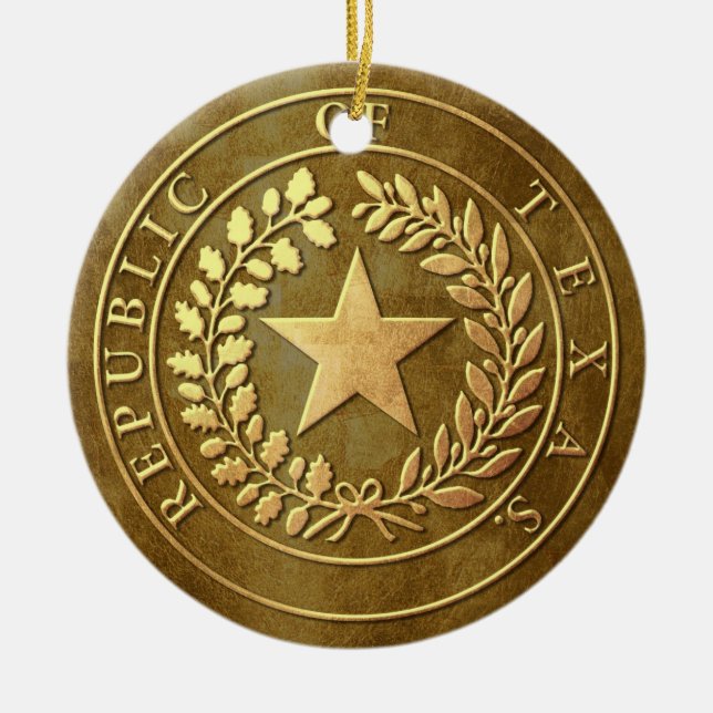 Republiken av Texas förseglar Julgransprydnad Keramik (Framsidan)