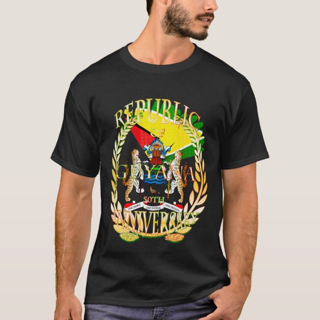 Republiken Guyana, 50:e republiken Lycklig, Norge  T Shirt (Framsida)