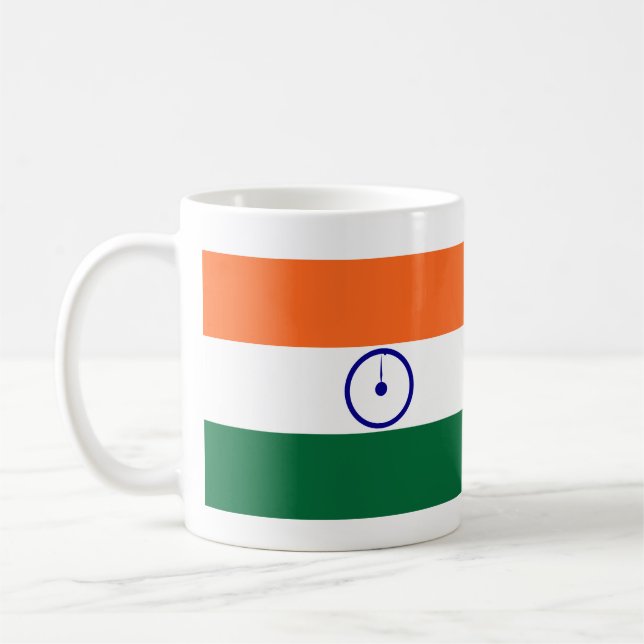 Republiken Indien Flagga och Anthem Porcelain Mugg (Vänster)