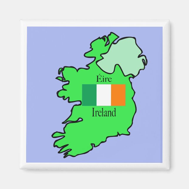 Republiken Irland Flagga och Karta Magnet (Framsidan)