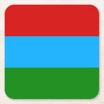 Republiken Karelska flagga Underlägg Papper Kvadrat<br><div class="desc">Patriotiska flaggan i Republiken Karelen.</div>