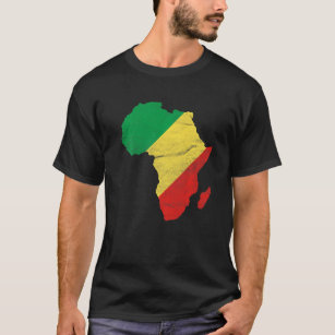 Republiken Kongo Flagga Afrika Continent Silhouett T Shirt